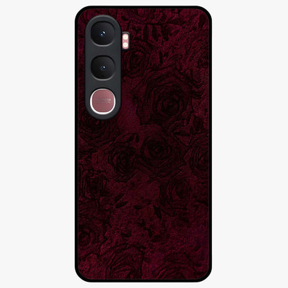 Crimson Fade Flow Glass Case showing flat back view with flowing crimson gradient artwork and glossy glass finish.