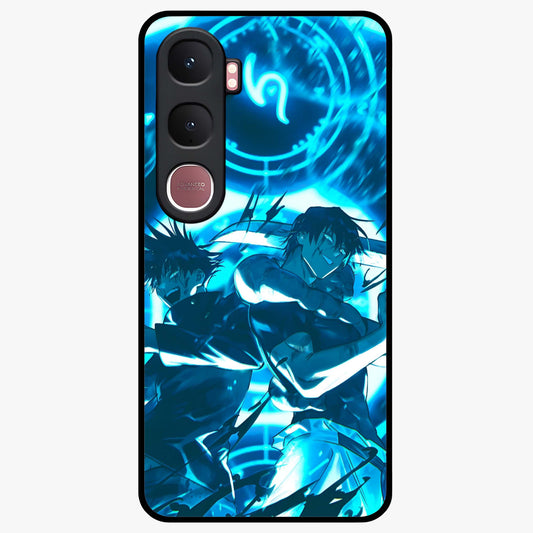 Cursed Energy Clash Glass Case showing flat back view with intense cursed energy artwork and glossy glass finish.