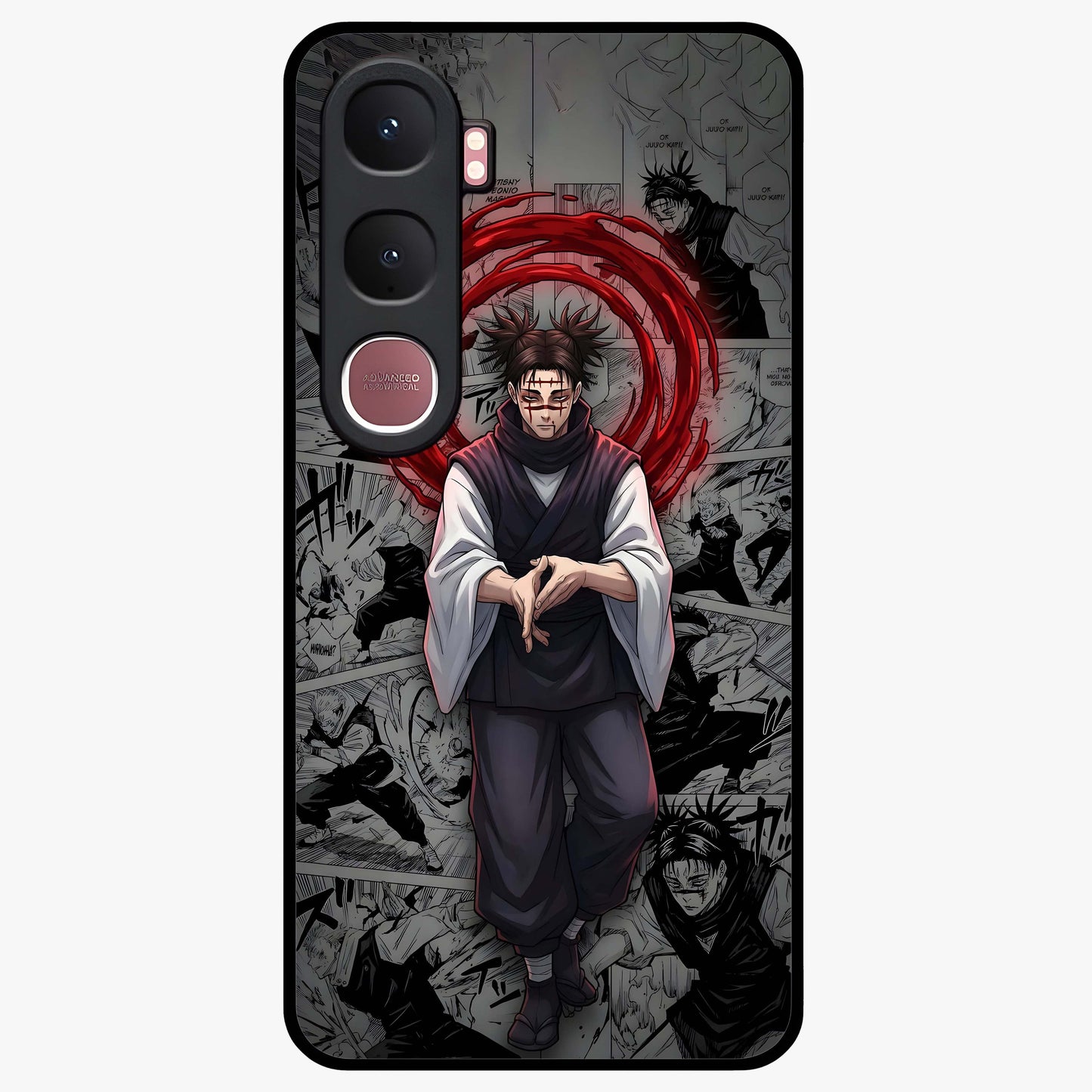 Cursed Ritual Ascension Glass Case showing flat back view with dark ritual themed artwork and glossy glass finish.