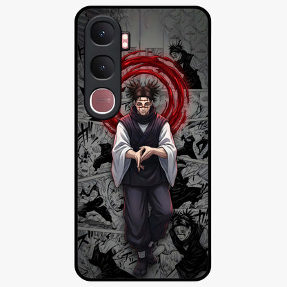 Cursed Ritual Ascension Glass Case showing flat back view with dark ritual themed artwork and glossy glass finish.