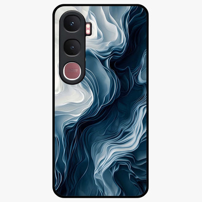 Ethereal Paper Marble Glass Case showing flat back view with soft marble paper texture artwork and glossy glass finish.