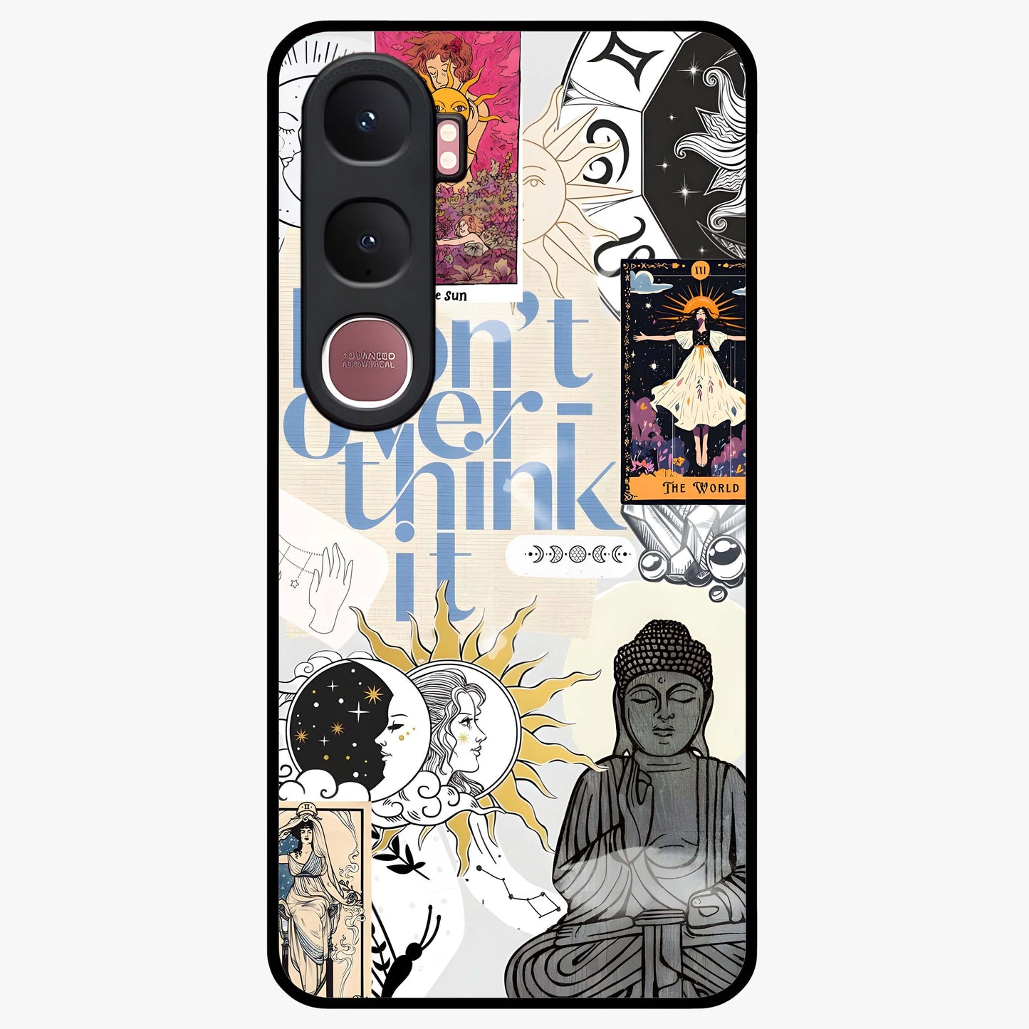 Ethereal Thoughts Glass Case showing flat back view with dreamy artistic artwork and glossy glass finish.