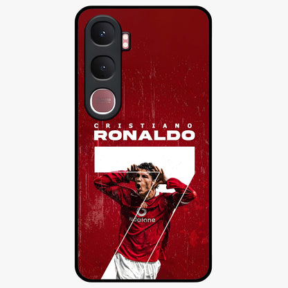 Goal Celebration Legacy Glass Case showing flat back view with football celebration inspired artwork and glossy glass finish.