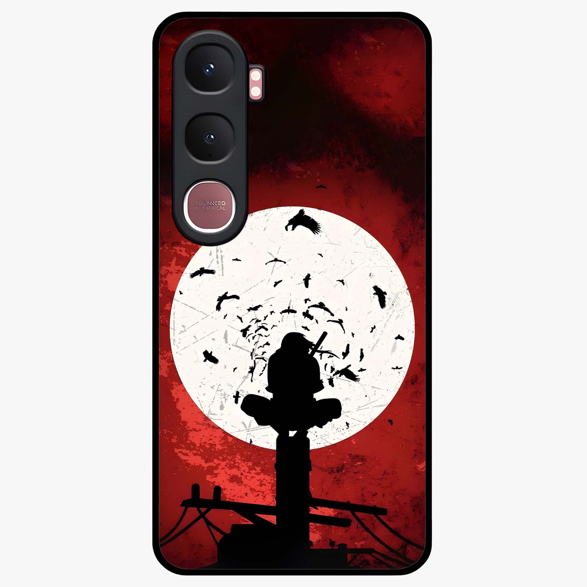 Itachi Limited Edition Naruto Anime Glass Case showing flat back view with iconic anime character artwork and glossy glass finish.
