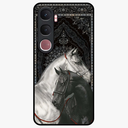 Majestic Ride Legacy Glass Case showing flat back view with powerful automotive inspired artwork and glossy glass finish.