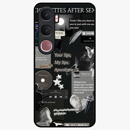 Midnight Love Echo Glass Case showing flat back view with romantic midnight themed artwork and glossy glass finish.