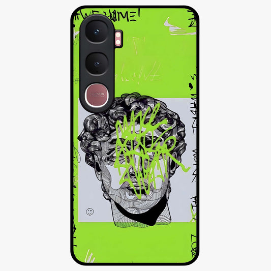 Neo Graffiti Rebellion Glass Case showing flat back view with vibrant graffiti artwork and glossy glass finish.