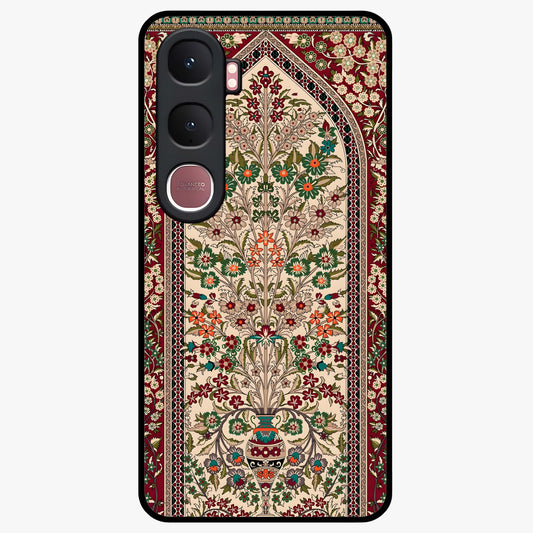 Persian Inspired Glass Case showing flat back view with ornate Persian style pattern artwork and glossy glass finish.