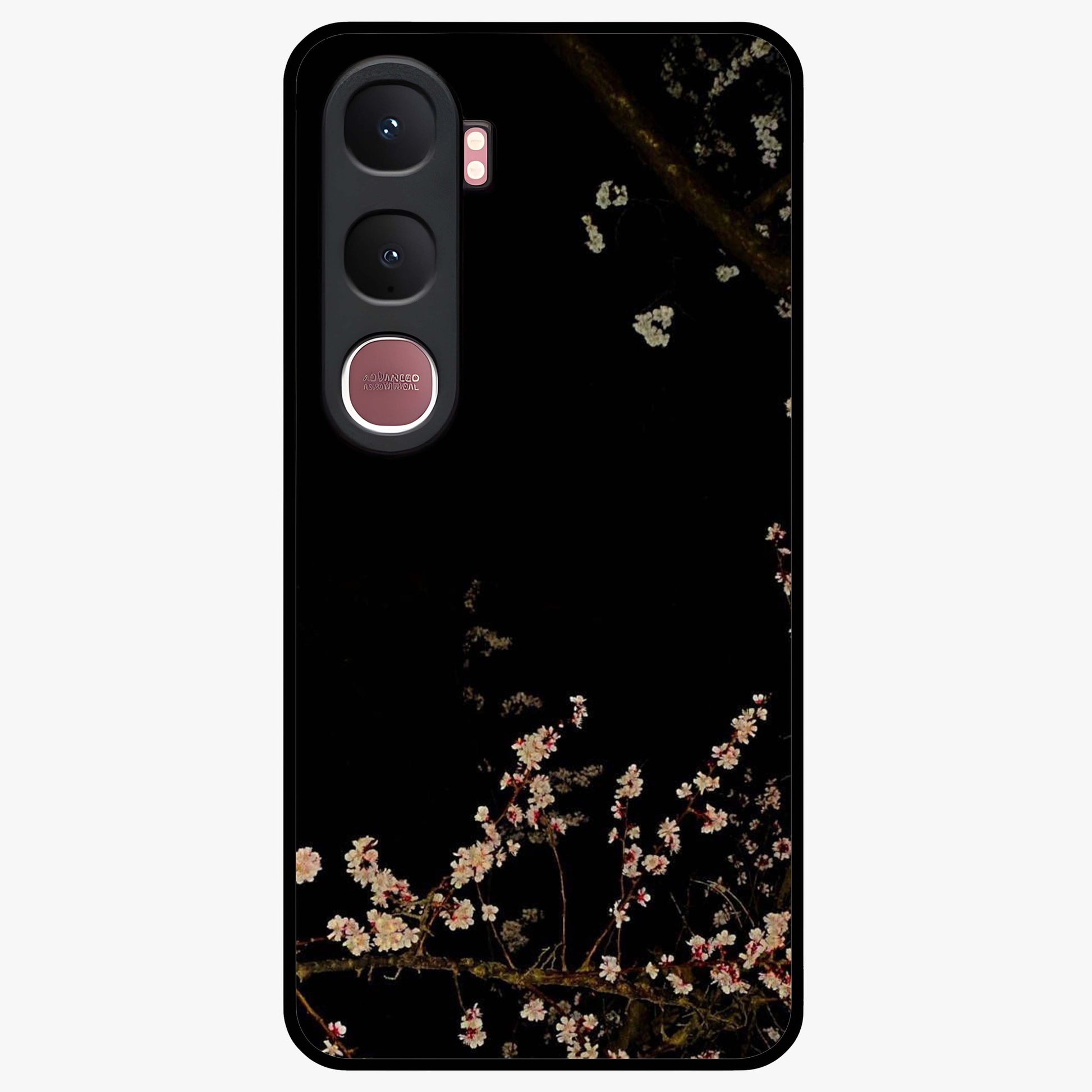 Petal Moon Light With Custom Name Glass Case showing flat back view with floral moonlight artwork and personalized name design.