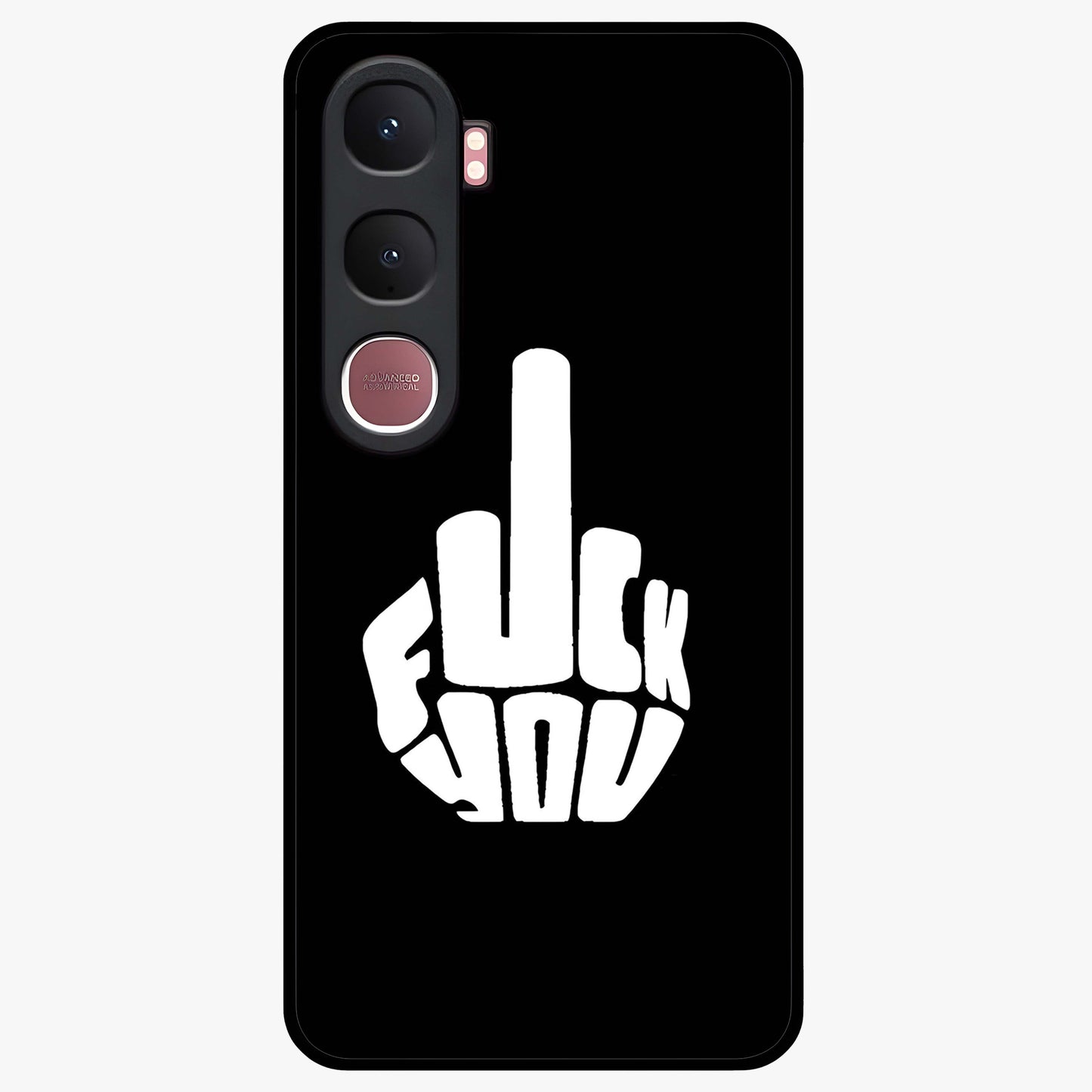 Rebel Mode On Glass Case showing flat back view with bold rebellious typography artwork and glossy glass finish.