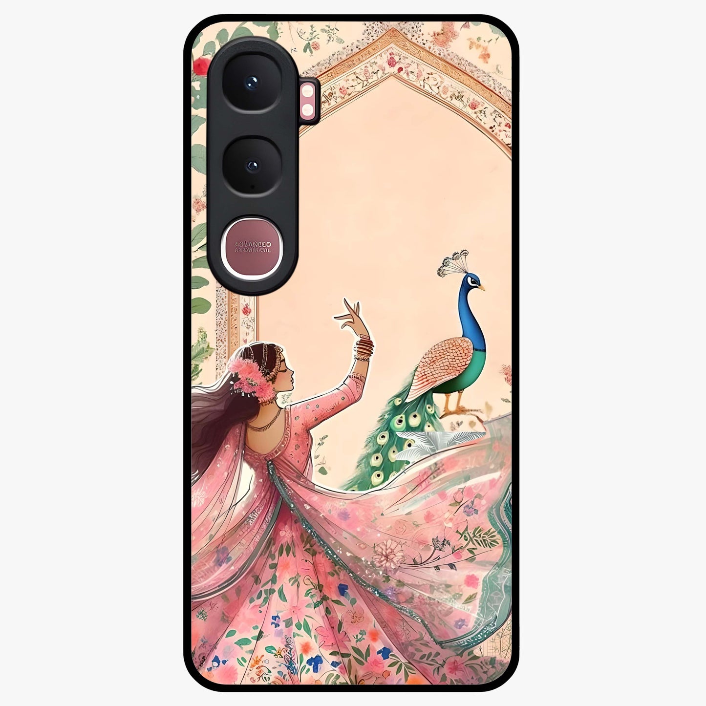 Royal Grace Muse Glass Case showing flat back view with elegant artistic artwork and glossy glass finish.