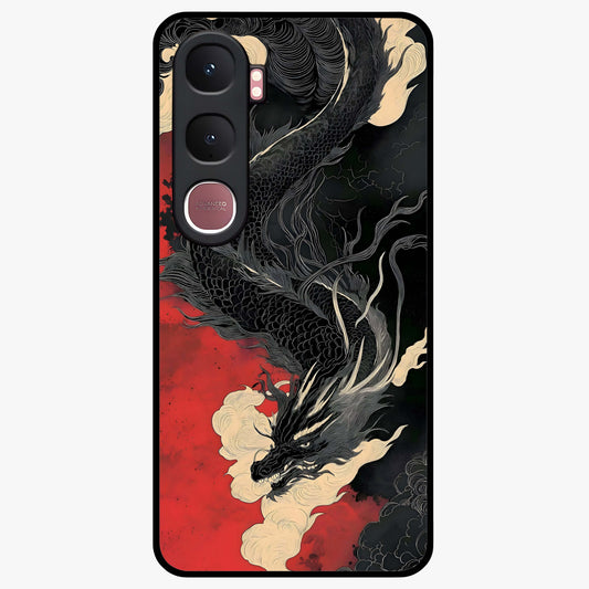 Shadow Dragon Fury Glass Case showing flat back view with fierce dragon artwork and glossy glass finish.