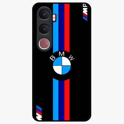 Turbo BMW Beast Glass Case showing flat back view with high performance sports car artwork and glossy glass finish.