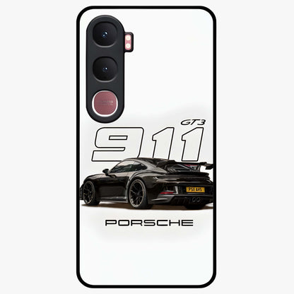 Turbo Legacy Icon Glass Case showing flat back view with iconic sports car inspired artwork and glossy glass finish.
