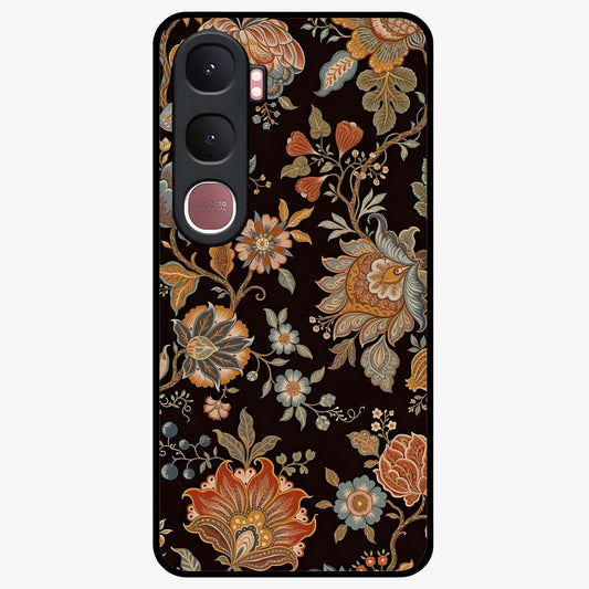 Vintage Floral Dream Glass Case showing flat back view with classic floral artwork and glossy glass finish.
