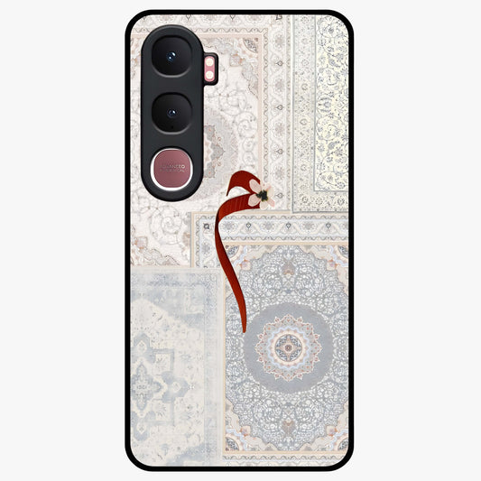 White Aesthetic Bow Glass Case showing flat back view with minimal bow artwork and glossy glass finish.