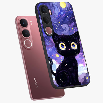 Abstract Cat Art Glass Case displayed in angled mockup highlighting modern abstract cat artwork and sleek glass surface.