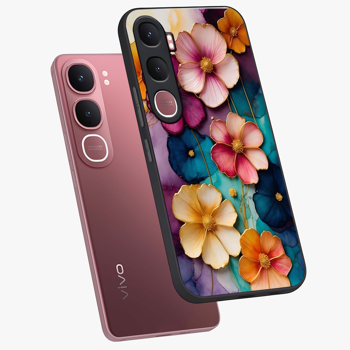 Artlyn Grace Flower Pattern Glass Case displayed in angled mockup highlighting delicate flower pattern design and smooth glass surface.