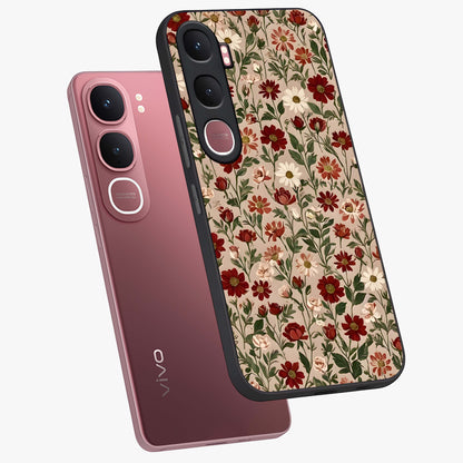 Biege Flower With Leaf Glass Case displayed in angled mockup highlighting minimal floral leaf design and elegant aesthetic.