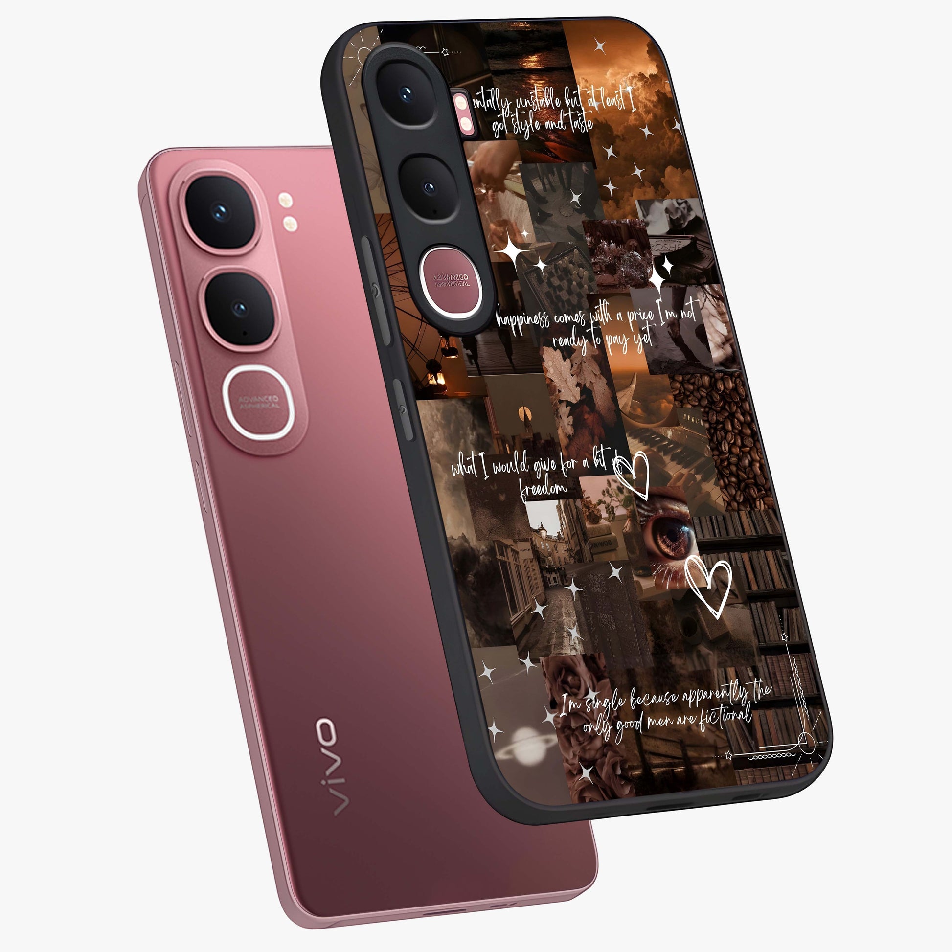 Bittersweet Aesthetic Chaos Glass Case displayed in angled mockup highlighting expressive abstract artwork and edgy aesthetic theme.