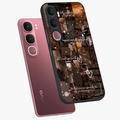 Bittersweet Aesthetic Chaos Glass Case displayed in angled mockup highlighting expressive abstract artwork and edgy aesthetic theme.