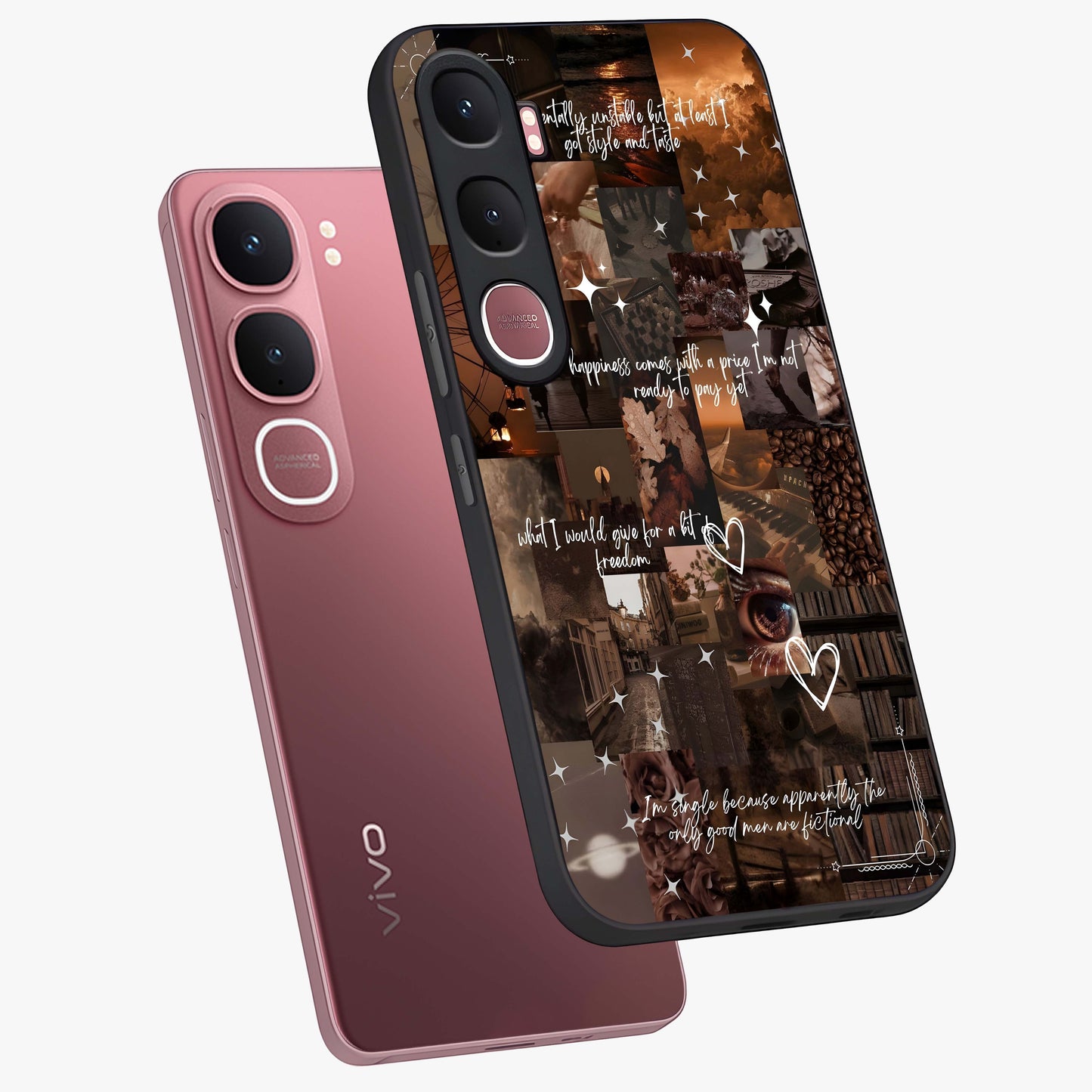 Bittersweet Aesthetic Chaos Glass Case displayed in angled mockup highlighting expressive abstract artwork and edgy aesthetic theme.