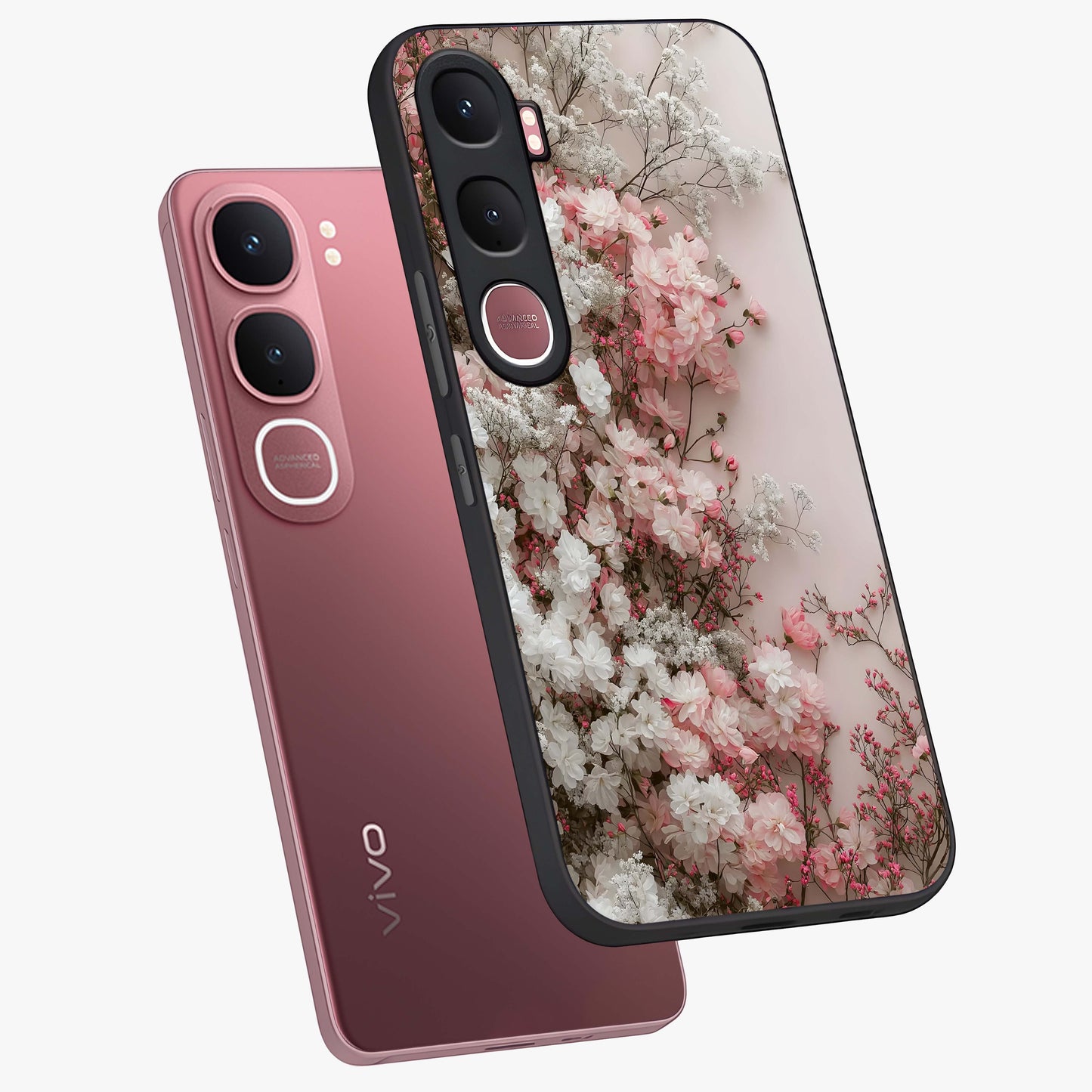 Blush Blossom Cloud Glass Case displayed in angled mockup highlighting soft cloud and blossom design with pastel aesthetic.