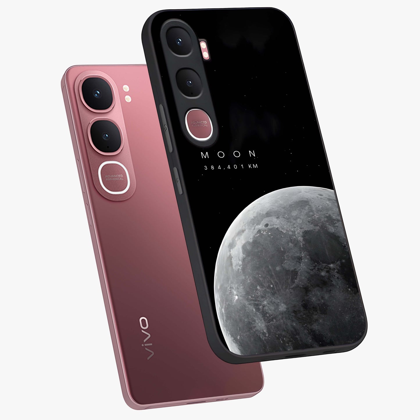 Cosmic Moon Glow Glass Case displayed in angled mockup highlighting celestial moon design with cosmic aesthetic theme.