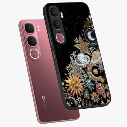 Cosmic Sparkle Dreams Glass Case displayed in angled mockup highlighting dreamy star sparkle design with celestial aesthetic.