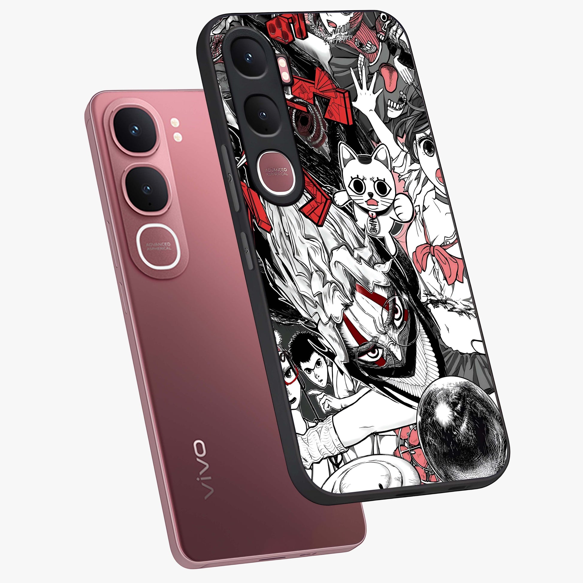 Crimson Chaos Panel Glass Case displayed in angled mockup highlighting chaotic panel style design with modern graphic theme.