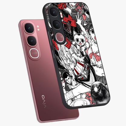 Crimson Chaos Panel Glass Case displayed in angled mockup highlighting chaotic panel style design with modern graphic theme.
