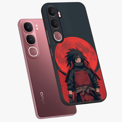 Crimson Moon Warlord Glass Case displayed in angled mockup highlighting dramatic crimson moon design with fantasy aesthetic.