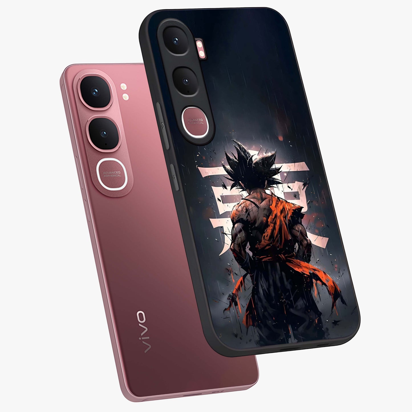 Dark Warrior In Rain Glass Case displayed in angled mockup highlighting dramatic warrior illustration with dark rain aesthetic.