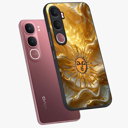 Eternal Golden Glow Glass Case displayed in angled mockup highlighting glowing golden aesthetic design with elegant style.