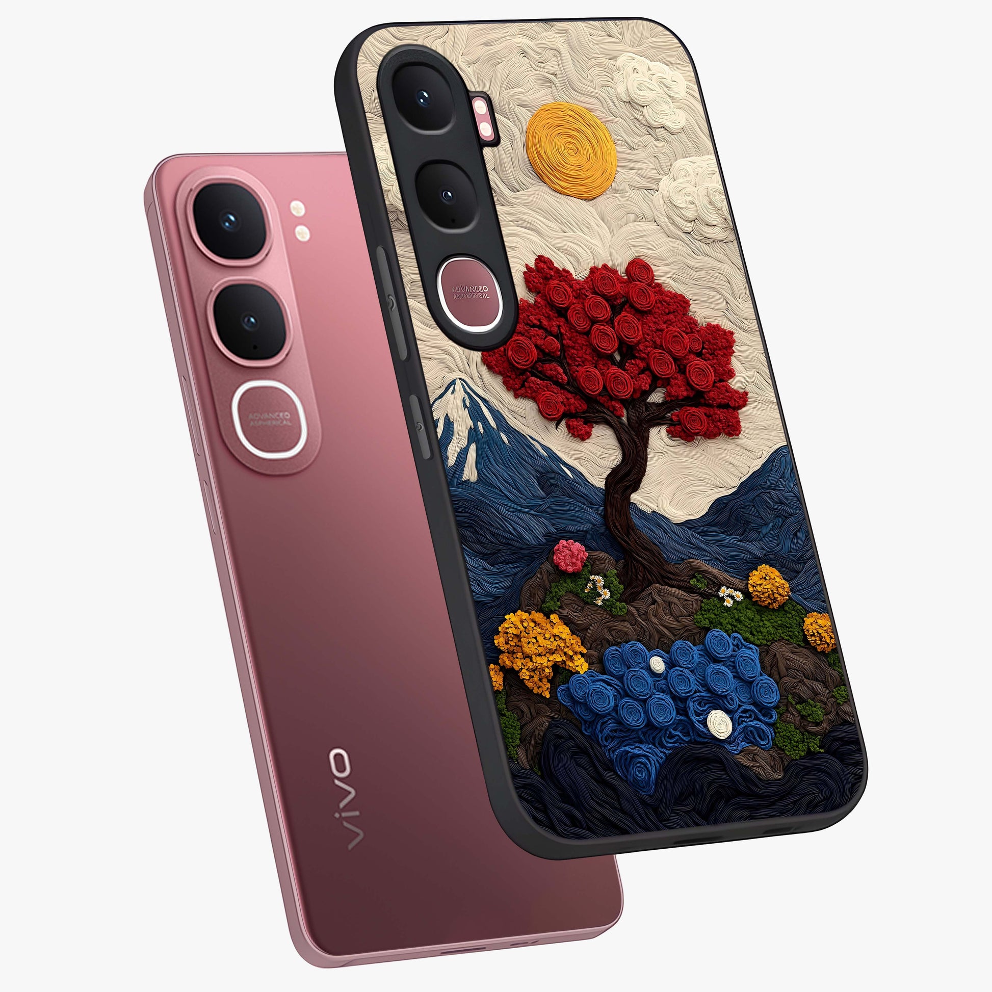 Eternal Nature Tapestry Glass Case displayed in angled mockup highlighting detailed botanical pattern with artistic aesthetic.