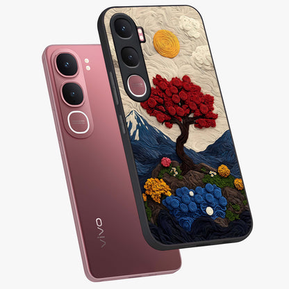 Eternal Nature Tapestry Glass Case displayed in angled mockup highlighting detailed botanical pattern with artistic aesthetic.