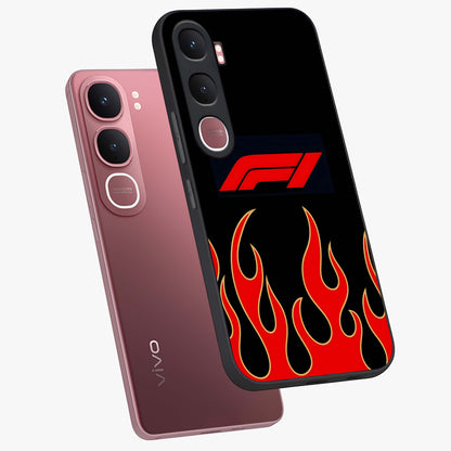 Fire F11 Glass Case displayed in angled mockup highlighting bold fire inspired graphic with energetic aesthetic style.