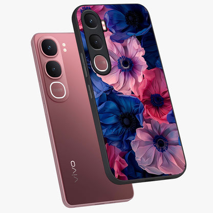 Flower Paper Art Pattern Glass Case displayed in angled mockup highlighting layered paper flower design with artistic aesthetic.