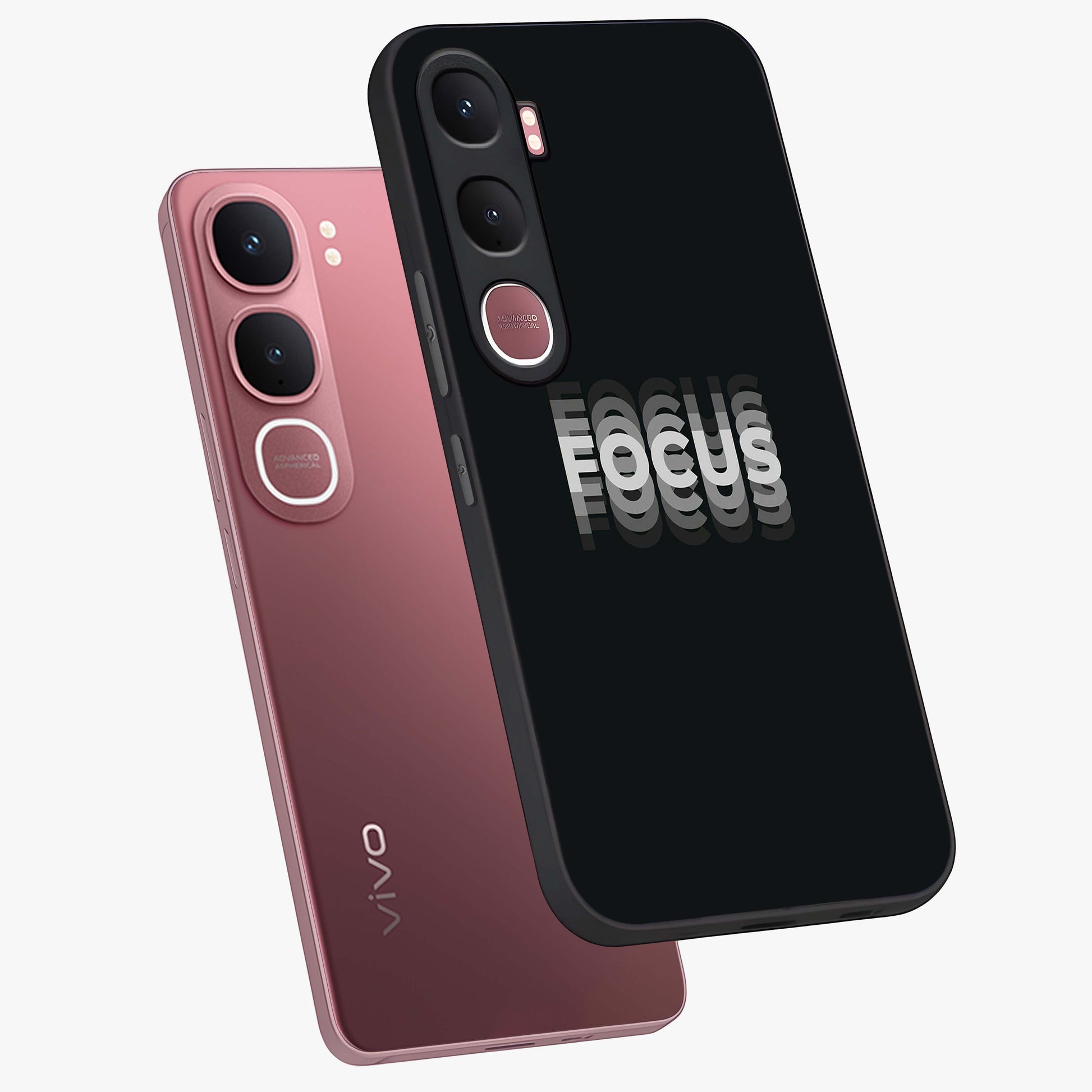 Focus Mode On Glass Case displayed in angled mockup highlighting clean minimal text artwork with modern aesthetic style.