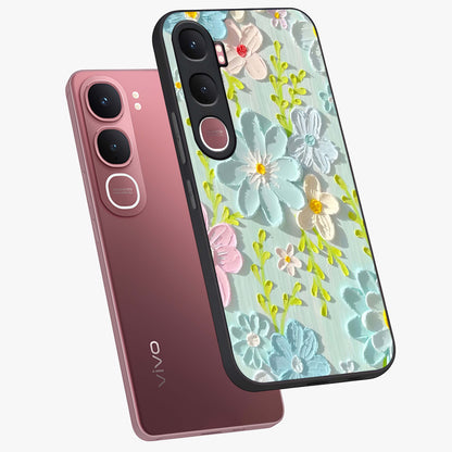 Frosted Petal Garden Glass Case displayed in angled mockup highlighting delicate flower petal design with calm garden aesthetic.