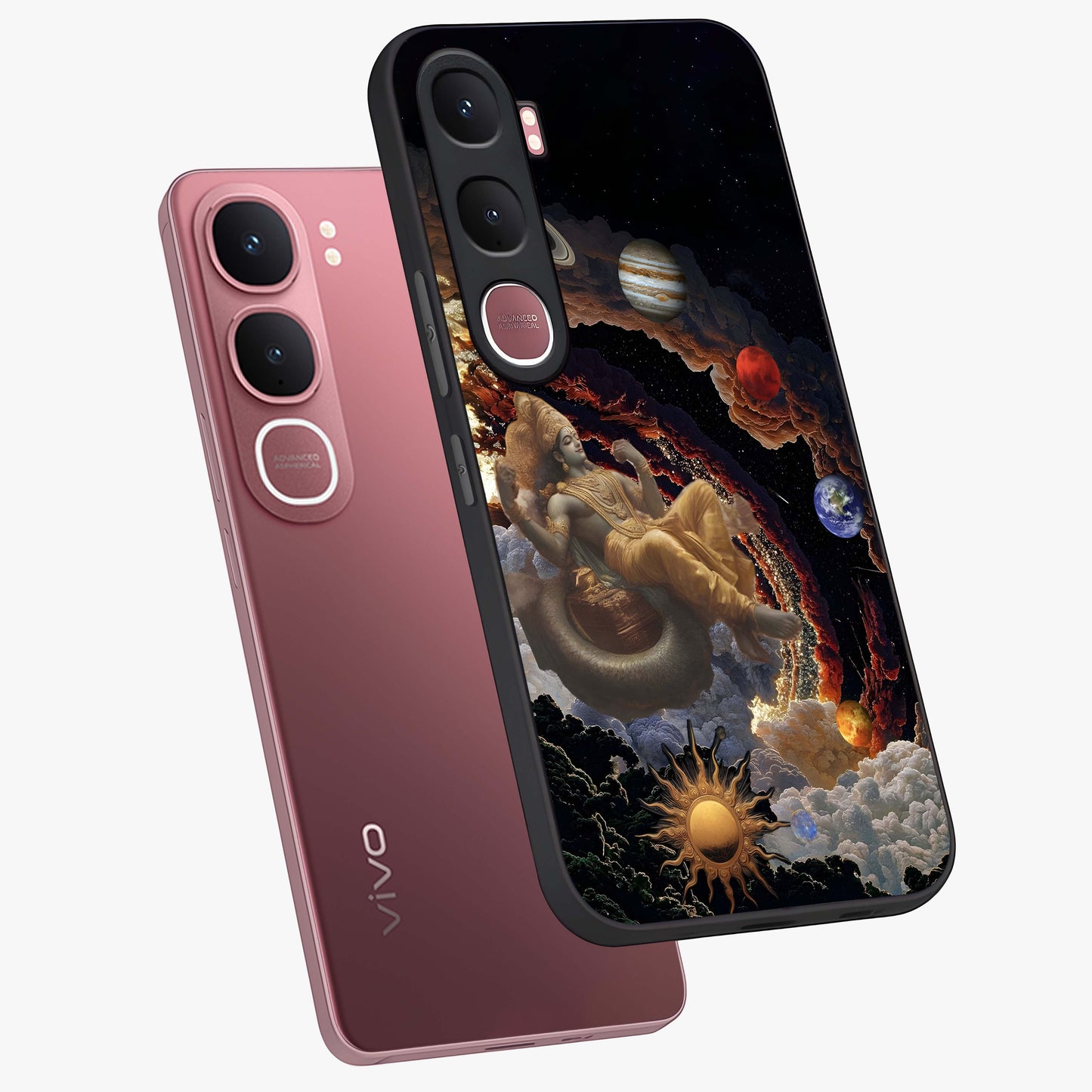 Galactic Divine God Glass Case displayed in angled mockup highlighting powerful celestial deity illustration with galactic aesthetic.