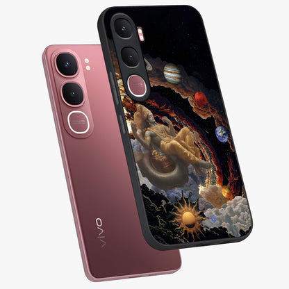Galactic Divine God Glass Case displayed in angled mockup highlighting powerful celestial deity illustration with galactic aesthetic.