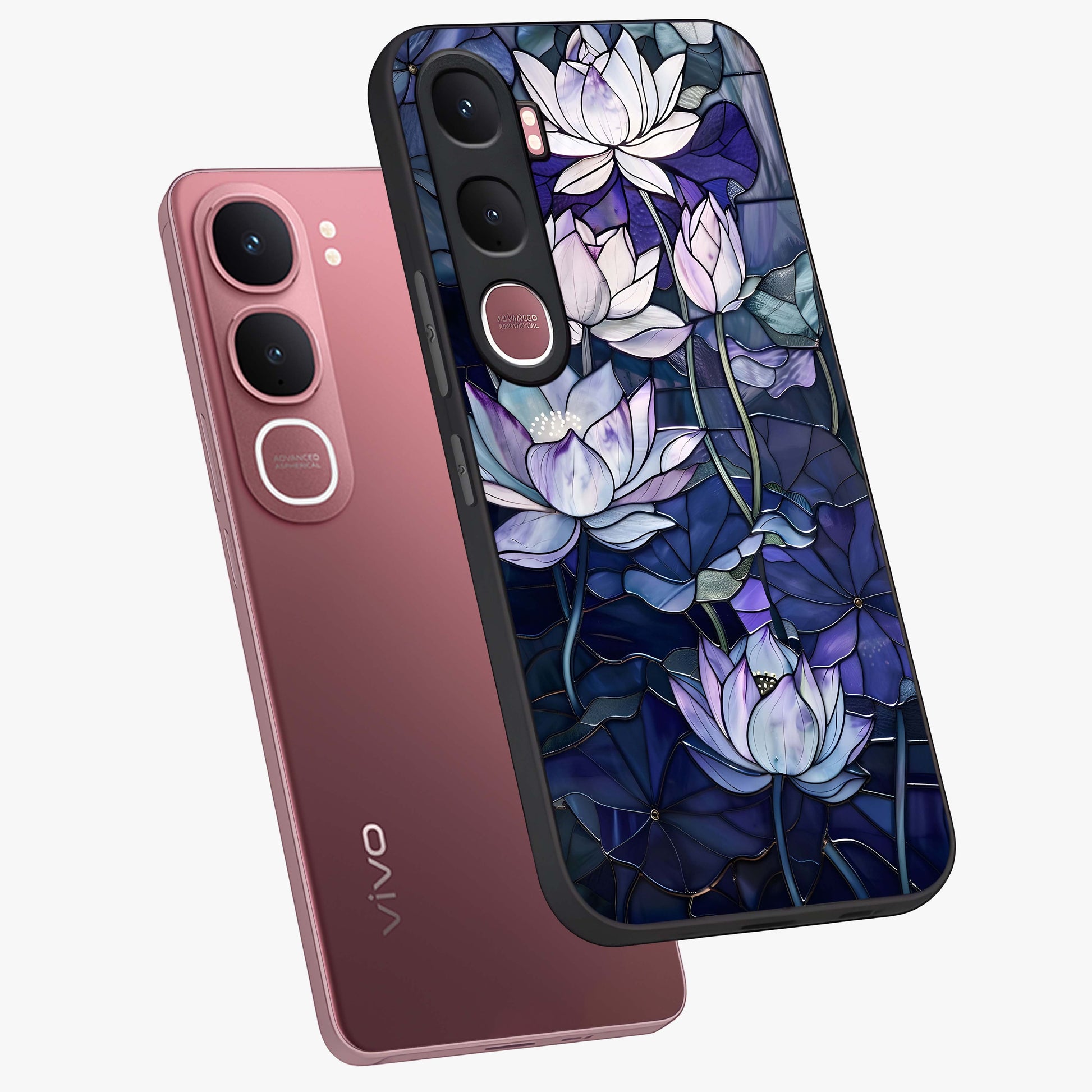 Gloss Petal Rush Glass Case displayed in angled mockup highlighting vibrant petal design with elegant floral aesthetic.