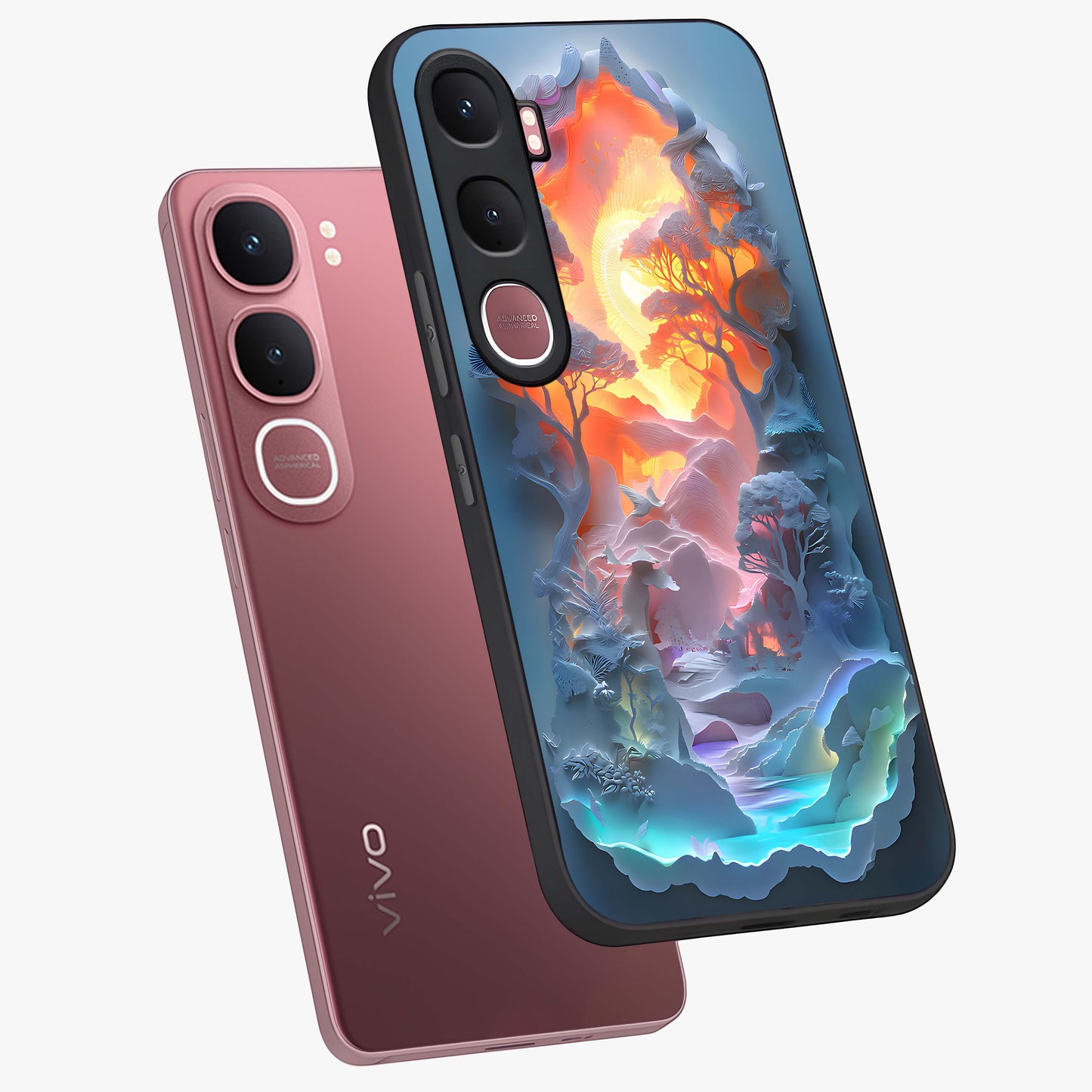 Glow Forest Portal Glass Case displayed in angled mockup highlighting mystical forest design with magical glowing aesthetic.