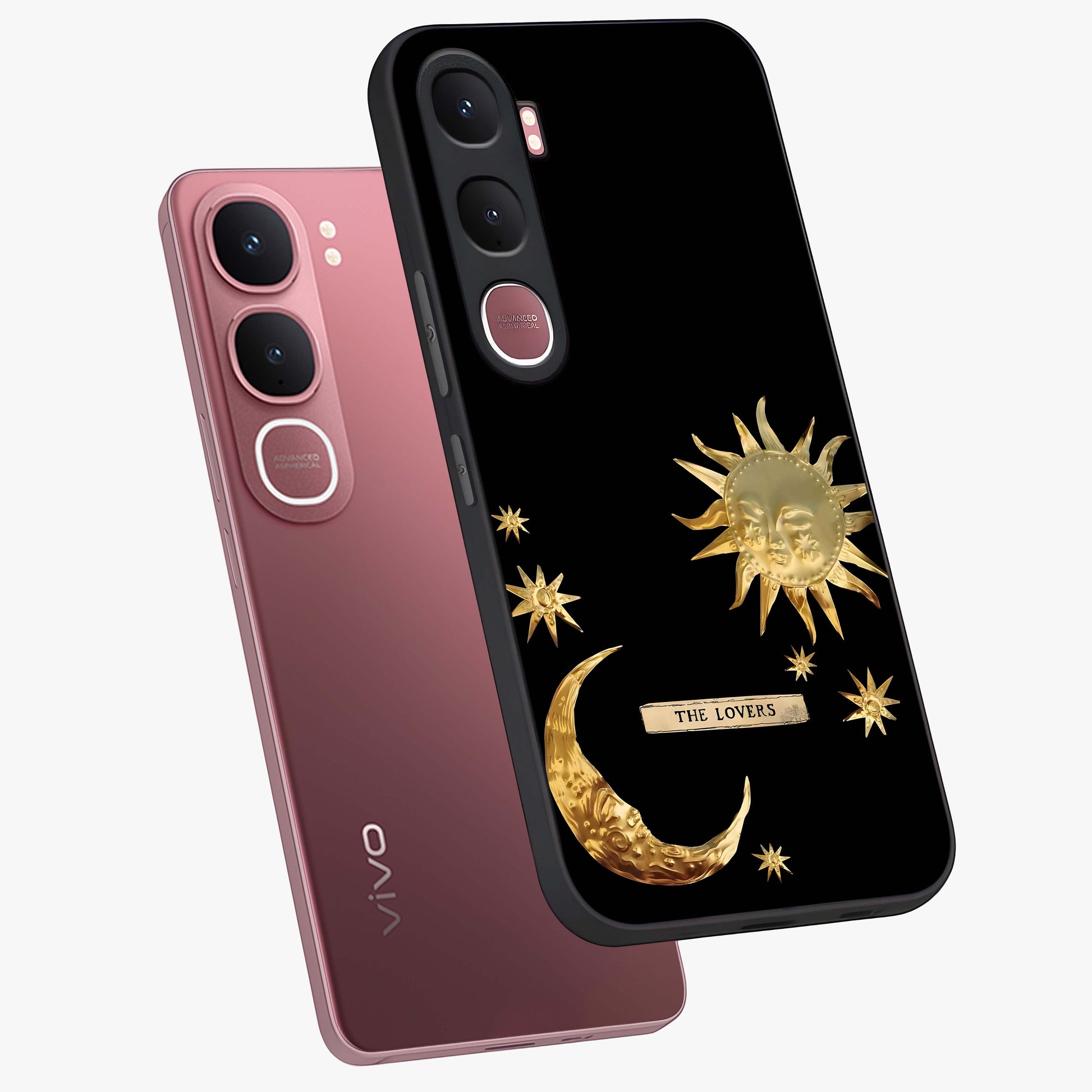 Gold Sun Blush Glass Case displayed in angled mockup highlighting radiant sun design with warm golden aesthetic.