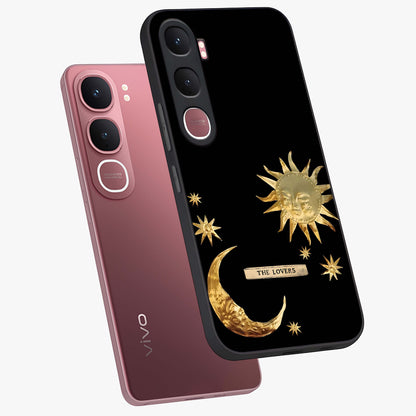 Gold Sun Blush Glass Case displayed in angled mockup highlighting radiant sun design with warm golden aesthetic.
