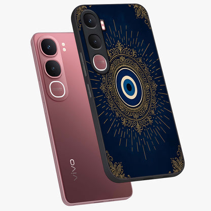 Golden Celestial Charm Glass Case displayed in angled mockup highlighting sparkling cosmic charm design with celestial aesthetic.