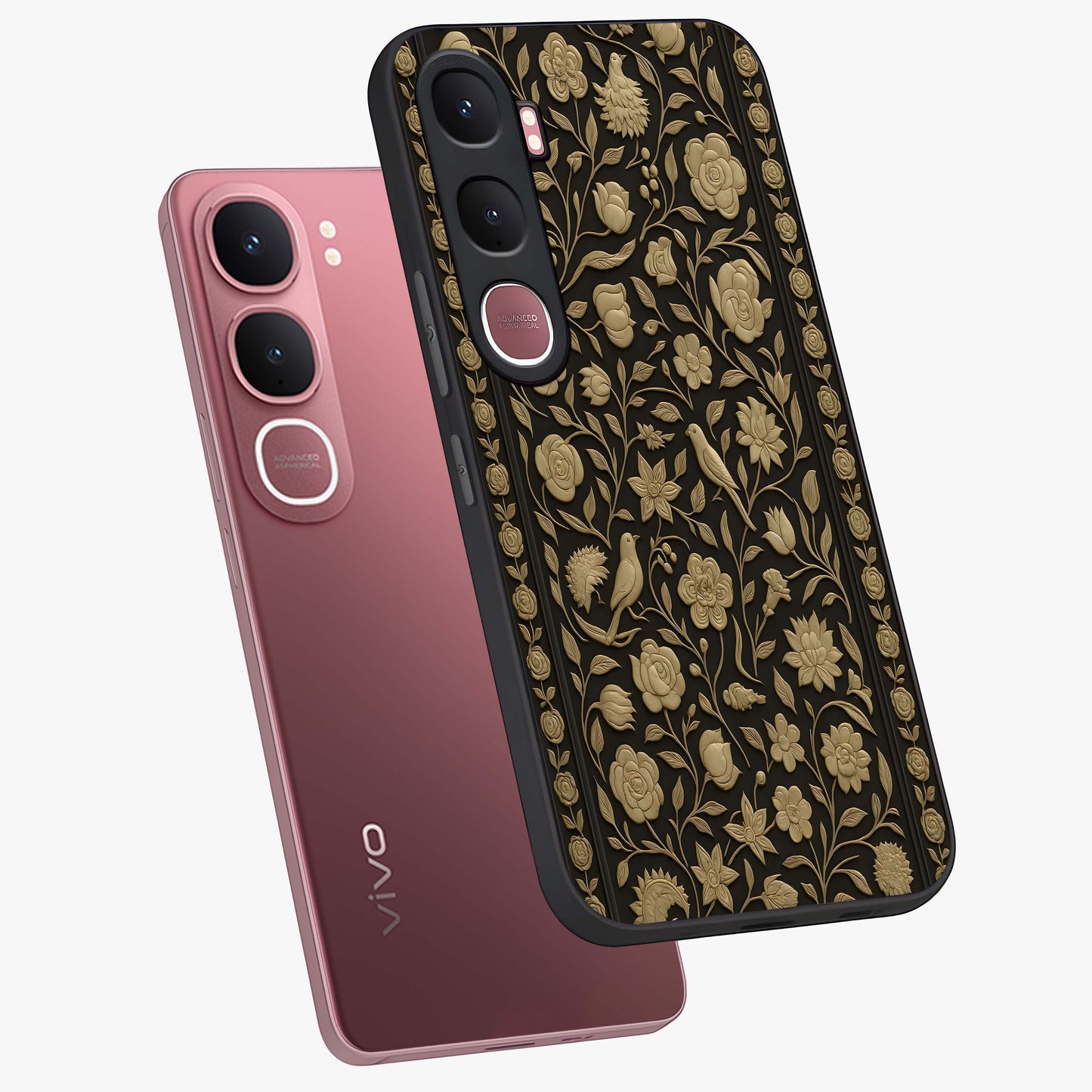 Golden Evil Eye Mandala Glass Case displayed in angled mockup highlighting protective evil eye symbol with golden mandala design.