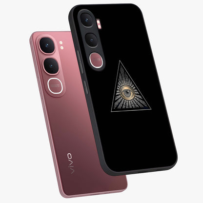 Illuminati Evil Glass Case displayed in angled mockup highlighting dark occult inspired design with bold aesthetic style.