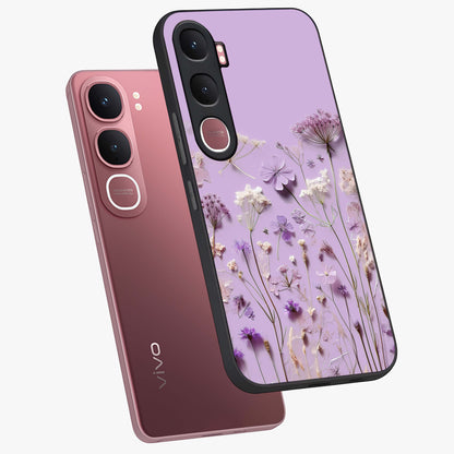 Lavender Blossom Dream Glass Case displayed in angled mockup highlighting dreamy lavender flower design with calming aesthetic style.